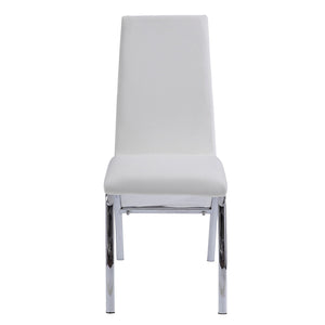 English Elm White White and Chrome Armless Solid Back Side Chair Set of 2 — Faux Leather Seating, Sleek Metal Legs, Modern Elegance B062P182720