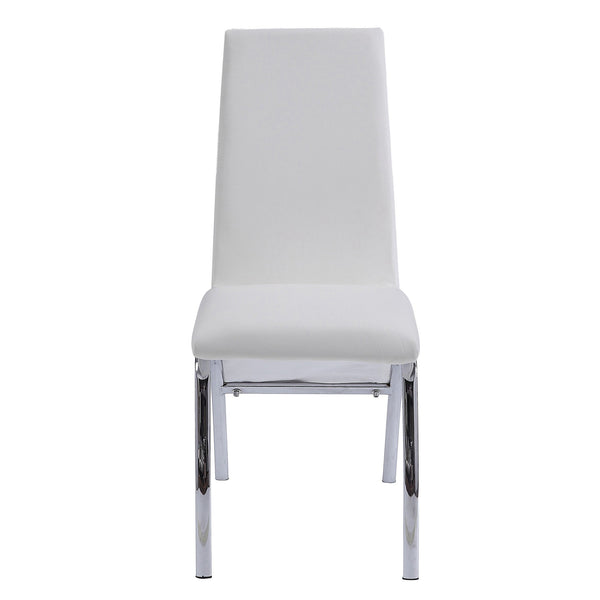 English Elm White White and Chrome Armless Solid Back Side Chair Set of 2 — Faux Leather Seating, Sleek Metal Legs, Modern Elegance B062P182720