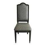 Grey Upholstered Side Chairs, Set of 2 with Modern Nailhead Trim