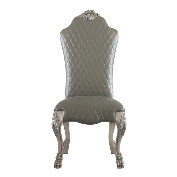 English Elm Grey Vintage Bone White Side Chairs Set Of 2 - Elegant Faux Leather Seating For Timeless Spaces B062P182715