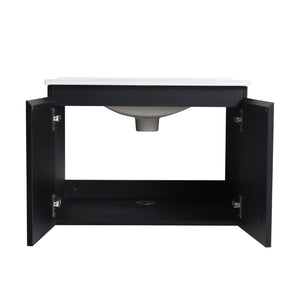 English Elm 24'' Floating Wall-Mounted Bathroom Vanity With Ceramic Sink, Soft-Close Doors & Modern Design P3 W999S00171-GIGA