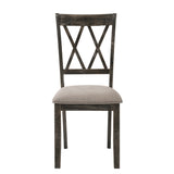 Rustic Beige & Grey Cross Back Side Chairs (Set of 2) - Farmhouse Style