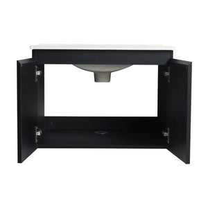 English Elm 24'' Floating Wall-Mounted Bathroom Vanity With Ceramic Sink, Soft-Close Doors & Modern Design P4 W999S00175-GIGA