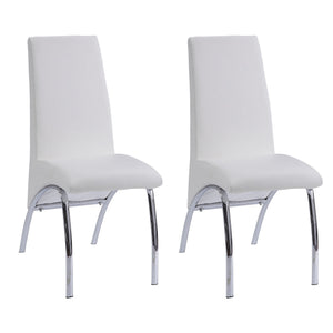 English Elm White White and Chrome Armless Solid Back Side Chair Set of 2 — Faux Leather Seating, Sleek Metal Legs, Modern Elegance B062P182720