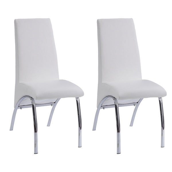 English Elm White White and Chrome Armless Solid Back Side Chair Set of 2 — Faux Leather Seating, Sleek Metal Legs, Modern Elegance B062P182720