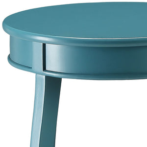 English Elm Teal Wooden Round Side Table with Bottom Shelf and Cabriole Legs — Stylish Storage Accent B062P181367