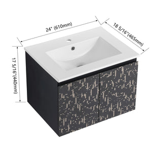 English Elm 24'' Floating Wall-Mounted Bathroom Vanity With Ceramic Sink, Soft-Close Doors & Modern Design P1 W999S00172-GIGA