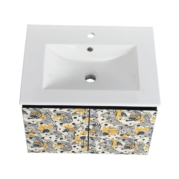 English Elm 24'' Floating Wall-Mounted Bathroom Vanity With Ceramic Sink, Soft-Close Doors & Modern Design P4 W999S00175-GIGA