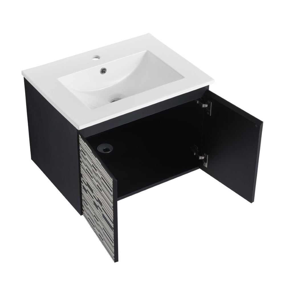 English Elm 24'' Floating Wall-Mounted Bathroom Vanity With Ceramic Sink, Soft-Close Doors & Modern Design P3 W999S00171-GIGA