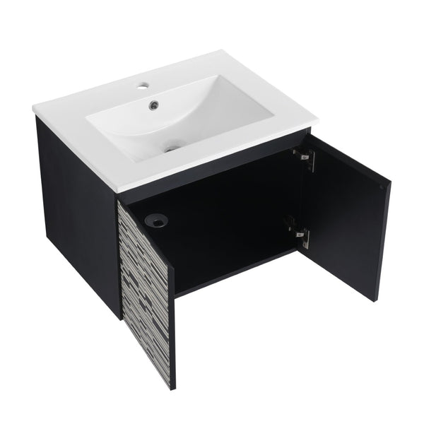 English Elm 24'' Floating Wall-Mounted Bathroom Vanity With Ceramic Sink, Soft-Close Doors & Modern Design P3 W999S00171-GIGA