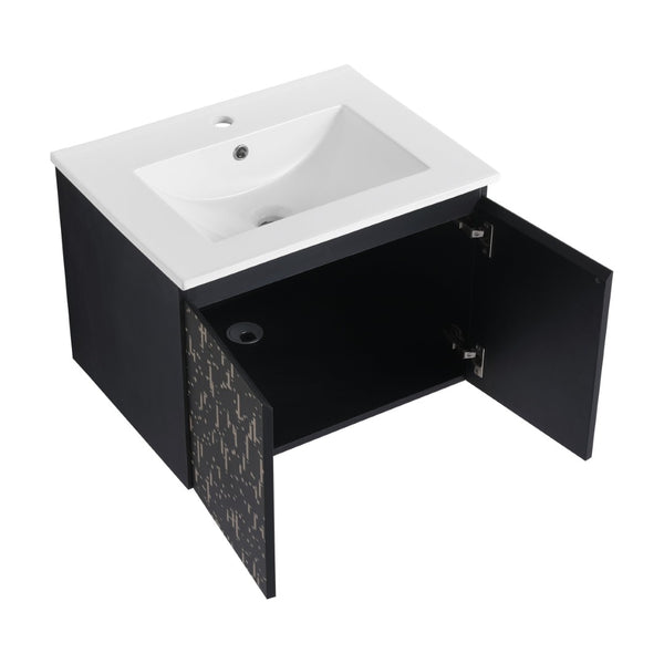 English Elm 24'' Floating Wall-Mounted Bathroom Vanity With Ceramic Sink, Soft-Close Doors & Modern Design P1 W999S00172-GIGA