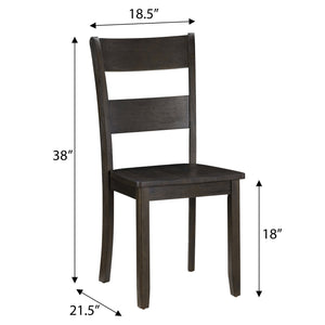 English Elm Distressed Walnut Ladder Back Side Chairs Set of 2 — Rustic Solid Acacia Dining Chairs with Tapered Legs, Timeless Charm B062P182729