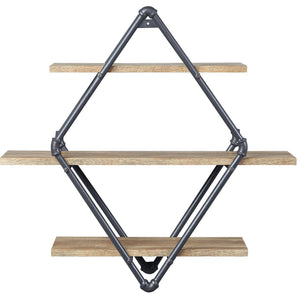 English Elm Mankato Industrial 3-Tier Wall Shelf with Oak & Sandy Black Finish, Water Pipe Design, 31.5"H (98) B062P184606