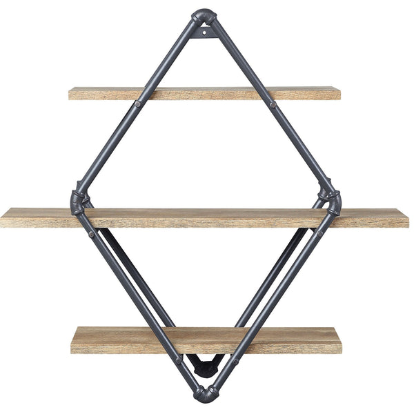 English Elm Mankato Industrial 3-Tier Wall Shelf with Oak & Sandy Black Finish, Water Pipe Design, 31.5"H (98) B062P184606
