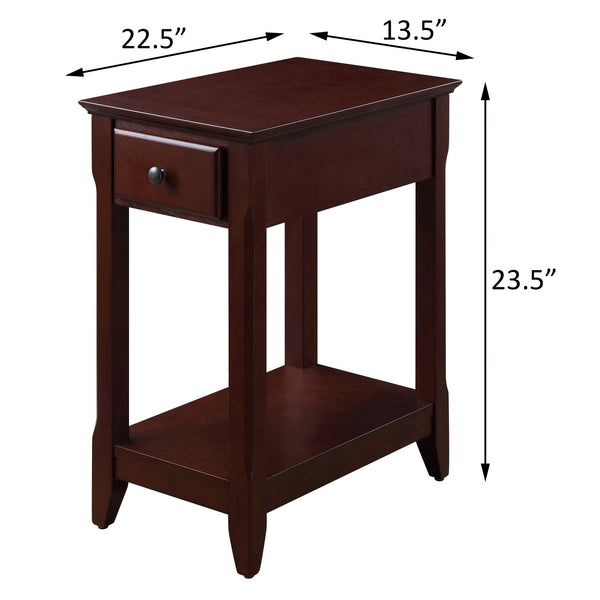 English Elm Espresso Solid Wood Accent Table with Drawer & Bottom Shelf, Compact Nightstand for Apartments Dorms (99) B062P181363