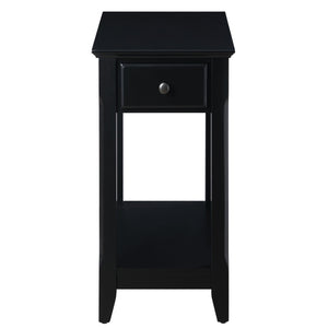 English Elm Black Accent Table with Drawer and Bottom Shelf, Solid Wood/MDF Nightstand with Bronze Handle for Small Spaces B062P181362