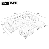 English Elm 105" Modern Sectional Sofa With Storage Ottoman, L-Shape Couch With 2 Pillows and Cup Holder,Sectional Sofa With Reversible Chaise For Living Room,Light Gray