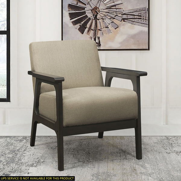 English Elm Light Brown Fabric Accent Chair with Antique Gray Rubberwood Frame, Streamlined Mid-Century Style, 27.5"x31"x32" B011P184607