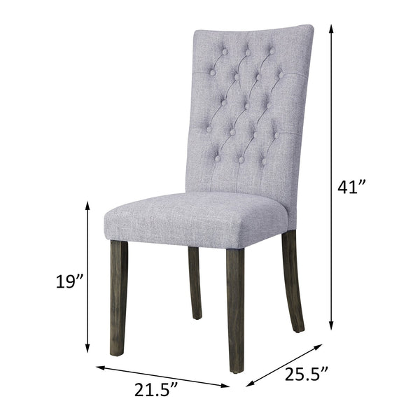 English Elm Grey Linen Side Chairs Set Of 2 – Stylish Button-Tufted Design With Grey Oak Finish For Versatile Use B062P182719