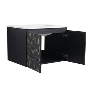 English Elm 24'' Floating Wall-Mounted Bathroom Vanity With Ceramic Sink, Soft-Close Doors & Modern Design P1 W999S00172-GIGA