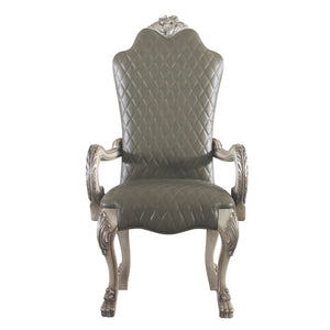 English Elm Grey Vintage Bone White Arm Chairs Set Of 2 - Elegant Floral Crown Back & Stylish Comfort Seating B062P182716
