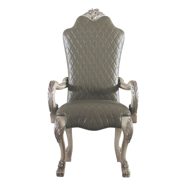 English Elm Grey Vintage Bone White Arm Chairs Set Of 2 - Elegant Floral Crown Back & Stylish Comfort Seating B062P182716