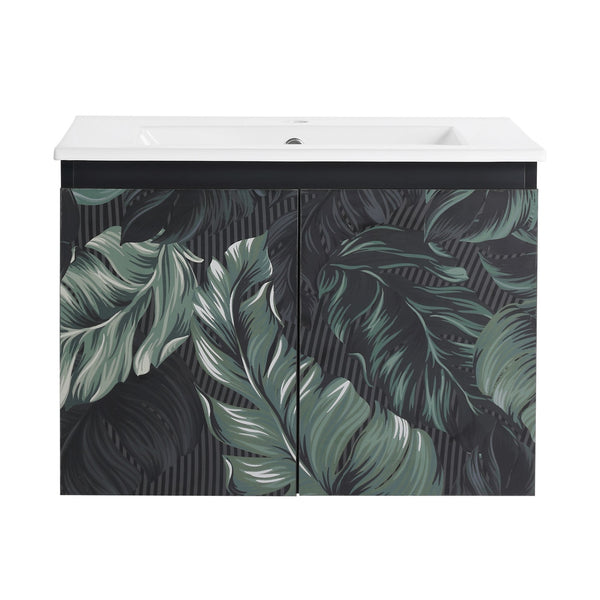 English Elm 24'' Floating Wall-Mounted Bathroom Vanity With Soft-Close Doors & Ceramic Sink For Modern Spaces W999S00176