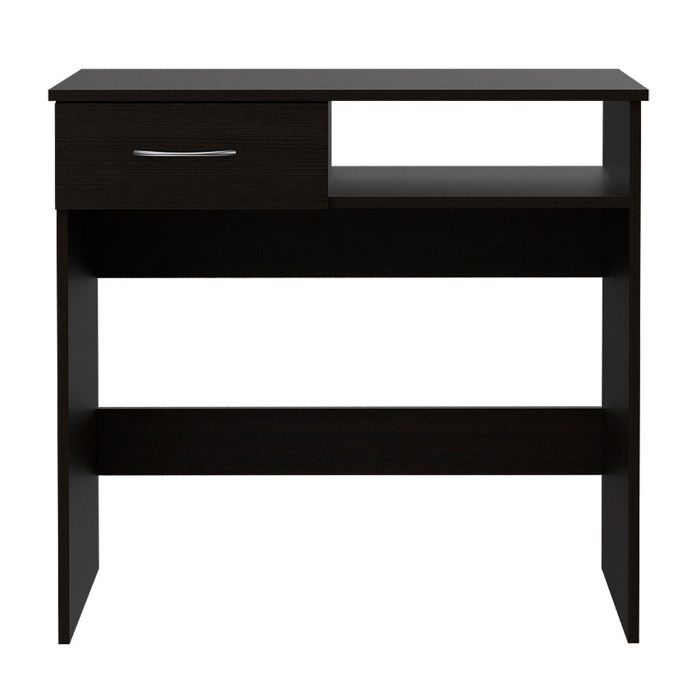 English Elm Vizcaya Compact Home Office Set with Keyboard Tray, Single Drawer & 5-Shelf Bookcase, Black B07092121