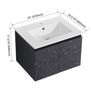 English Elm 24'' Floating Wall-Mounted Bathroom Vanity With Ceramic Sink, Soft-Close Doors & Modern Design P2 W999S00174-GIGA