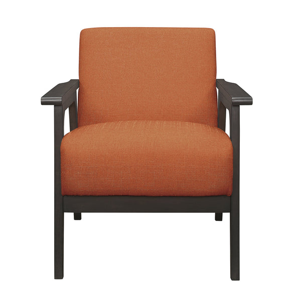 English Elm Orange Ocala Upholstered Accent Chair with Antique Gray Rubberwood Frame, Textured Orange Fabric, Compact Living Room Seat B011P184611