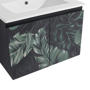English Elm 24'' Floating Wall-Mounted Bathroom Vanity With Soft-Close Doors & Ceramic Sink For Modern Spaces W999S00176