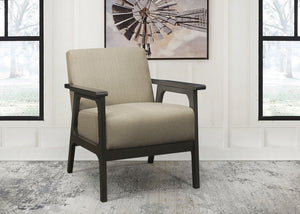 English Elm Light Brown Fabric Accent Chair with Antique Gray Rubberwood Frame, Streamlined Mid-Century Style, 27.5"x31"x32" B011P184607