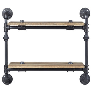English Elm Oak Two-Tier Wall Shelf In Sandy Black - Industrial Style Storage For Home Décor, Kitchen & More B062P184604