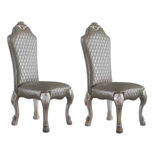 English Elm Grey Vintage Bone White Side Chairs Set Of 2 - Elegant Faux Leather Seating For Timeless Spaces B062P182715