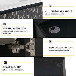 English Elm 24'' Floating Wall-Mounted Bathroom Vanity With Ceramic Sink, Soft-Close Doors & Modern Design P1 W999S00172-GIGA