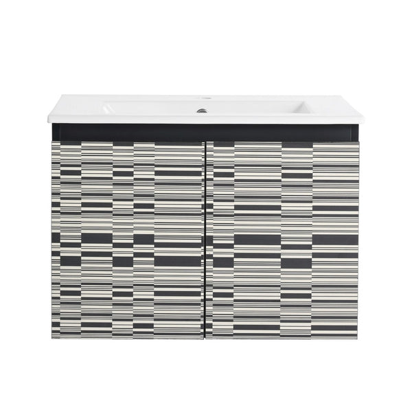 English Elm 24'' Floating Wall-Mounted Bathroom Vanity With Ceramic Sink, Soft-Close Doors & Modern Design P3 W999S00171-GIGA