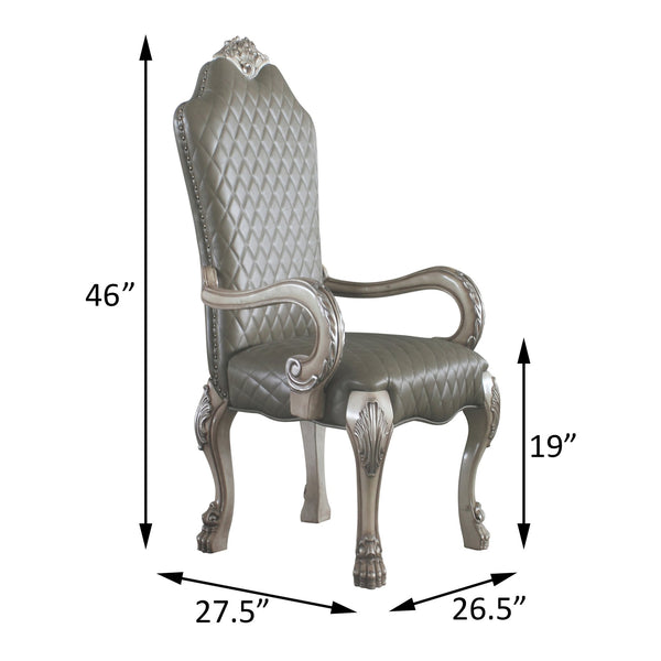 English Elm Grey Vintage Bone White Arm Chairs Set Of 2 - Elegant Floral Crown Back & Stylish Comfort Seating B062P182716