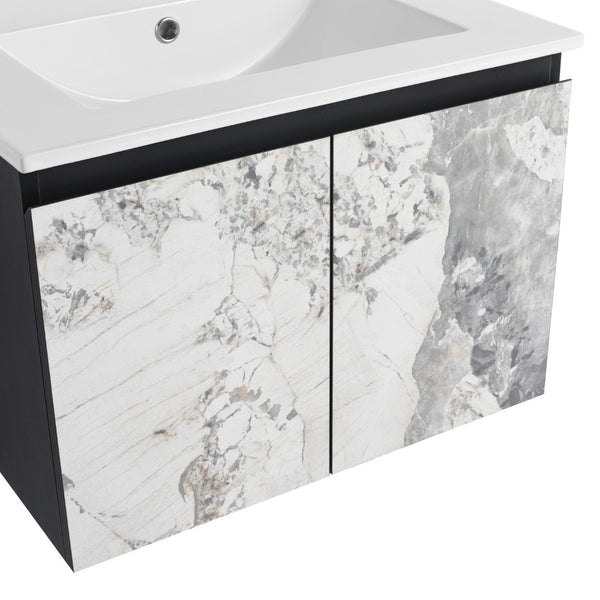 English Elm 24'' Floating Wall-Mounted Bathroom Vanity With Ceramic Sink, Soft-Close Doors & Modern Design P5 W999S00173-GIGA