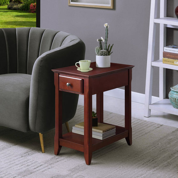 English Elm Espresso Solid Wood Accent Table with Drawer & Bottom Shelf, Compact Nightstand for Apartments Dorms (99) B062P181363