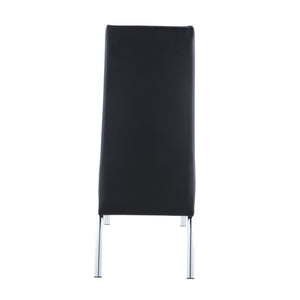 English Elm Black Armless Solid Back Side Chair Set of 2 — Sleek Black Faux Leather Seating with Chrome Curved Legs, Modern Comfort and Style B062P182721