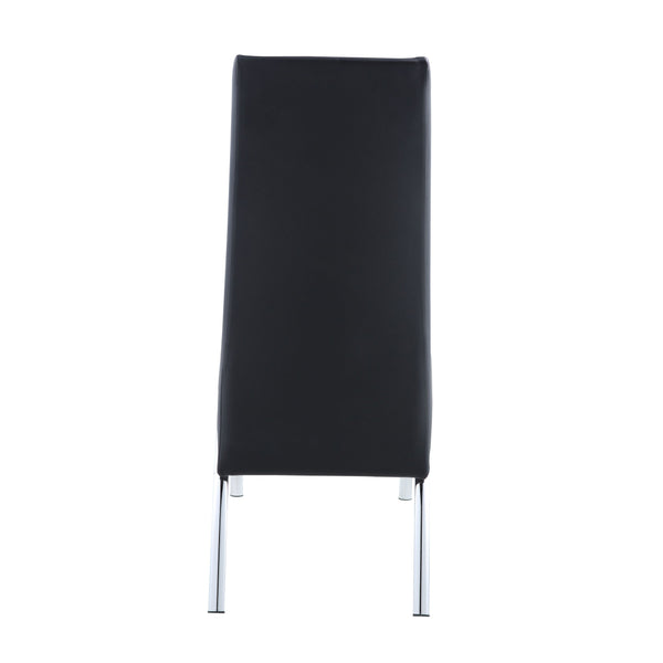 English Elm Black Armless Solid Back Side Chair Set of 2 — Sleek Black Faux Leather Seating with Chrome Curved Legs, Modern Comfort and Style B062P182721