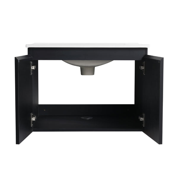 English Elm 24'' Floating Wall-Mounted Bathroom Vanity With Ceramic Sink, Soft-Close Doors & Modern Design P2 W999S00174-GIGA