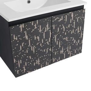 English Elm 24'' Floating Wall-Mounted Bathroom Vanity With Ceramic Sink, Soft-Close Doors & Modern Design P1 W999S00172-GIGA