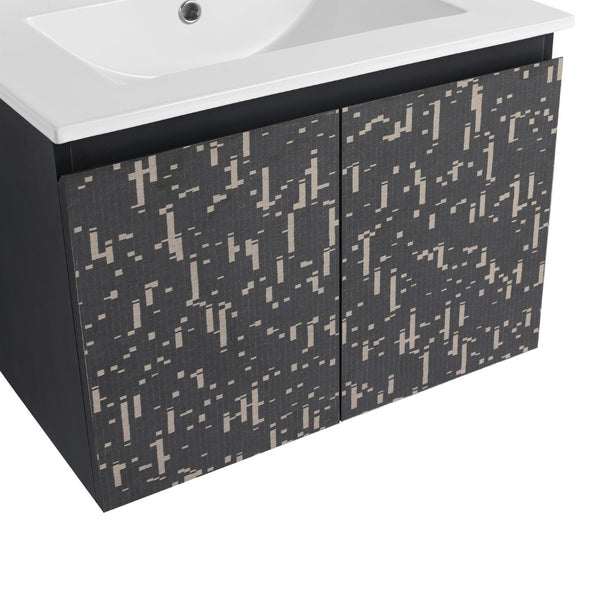 English Elm 24'' Floating Wall-Mounted Bathroom Vanity With Ceramic Sink, Soft-Close Doors & Modern Design P1 W999S00172-GIGA