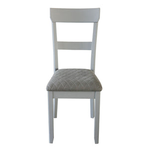 English Elm Two Two Tone Grey Ladder Back Side Chairs Set of 2 – Pearl Grey Upholstered Seats, Tapered Legs, Diamond Pattern (41.5"H) B062P182718