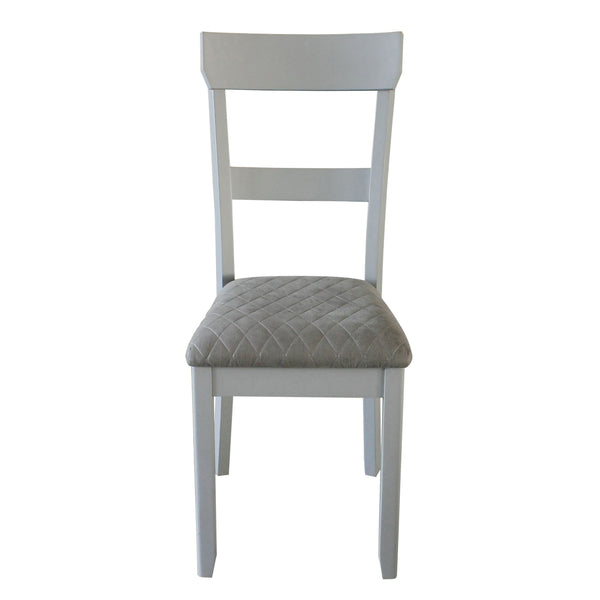 English Elm Two Two Tone Grey Ladder Back Side Chairs Set of 2 – Pearl Grey Upholstered Seats, Tapered Legs, Diamond Pattern (41.5"H) B062P182718