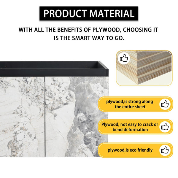 English Elm 24'' Floating Wall-Mounted Bathroom Vanity With Ceramic Sink, Soft-Close Doors & Modern Design P5 W999S00173-GIGA