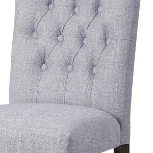 English Elm Grey Linen Side Chairs Set Of 2 – Stylish Button-Tufted Design With Grey Oak Finish For Versatile Use B062P182719