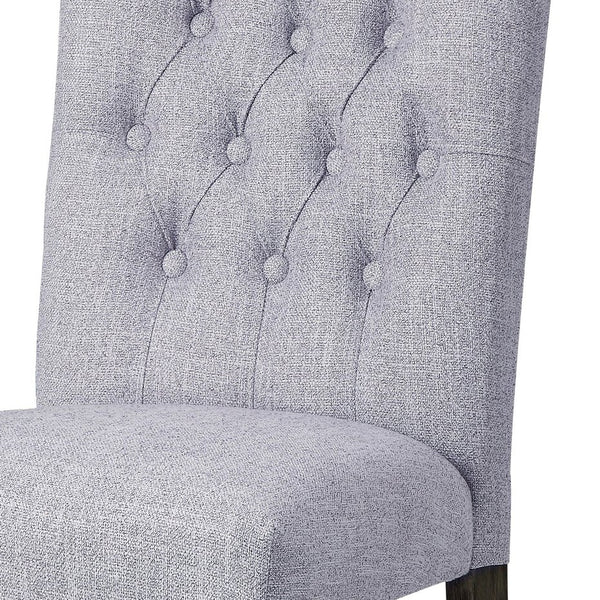 English Elm Grey Linen Side Chairs Set Of 2 – Stylish Button-Tufted Design With Grey Oak Finish For Versatile Use B062P182719