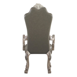 English Elm Grey Vintage Bone White Arm Chairs Set Of 2 - Elegant Floral Crown Back & Stylish Comfort Seating B062P182716